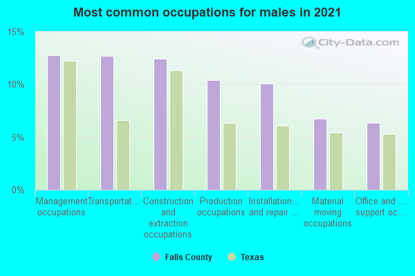 Most common occupations for males in 2022