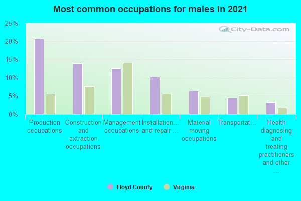 Most common occupations for males in 2022