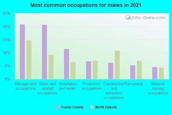 Most common occupations for males in 2022