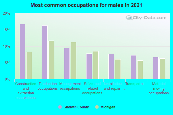 Most common occupations for males in 2022