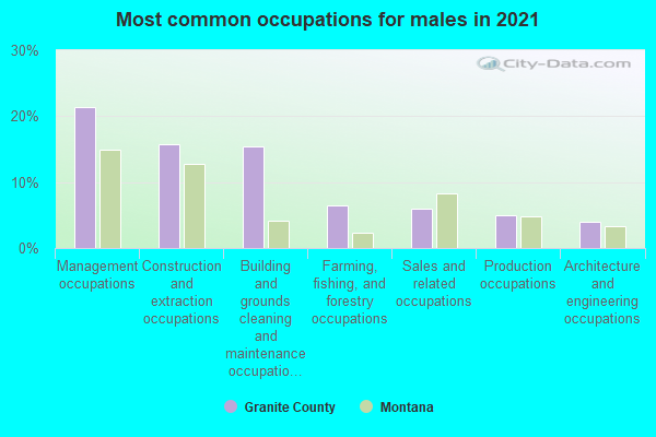 Most common occupations for males in 2022