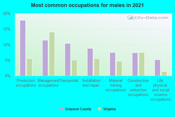 Most common occupations for males in 2022