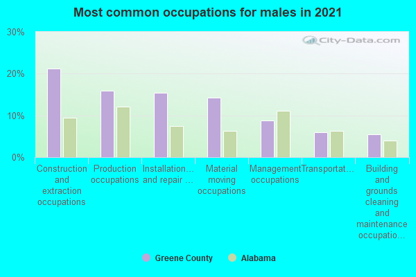 Most common occupations for males in 2022