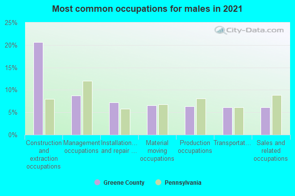 Most common occupations for males in 2022