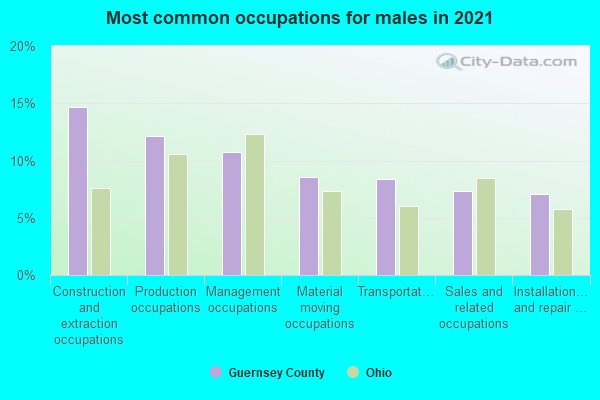 Most common occupations for males in 2022