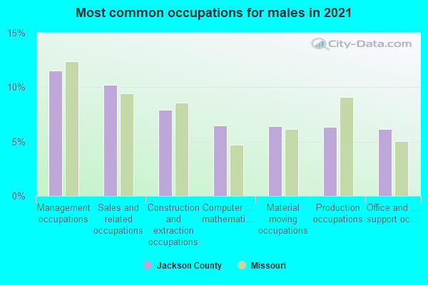 Most common occupations for males in 2022