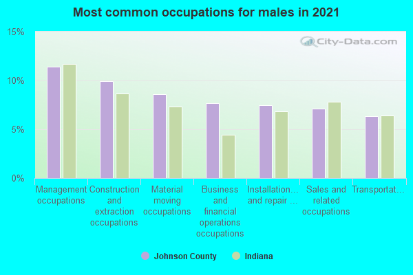 Most common occupations for males in 2022