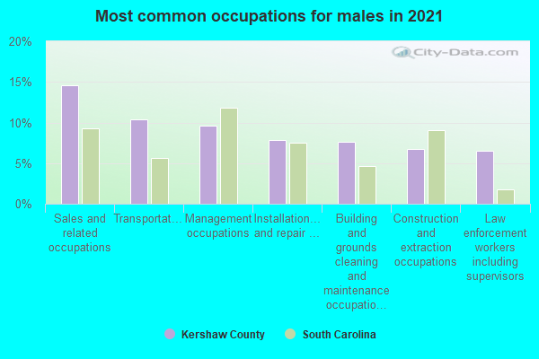 Most common occupations for males in 2022