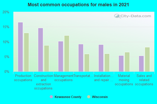 Most common occupations for males in 2022