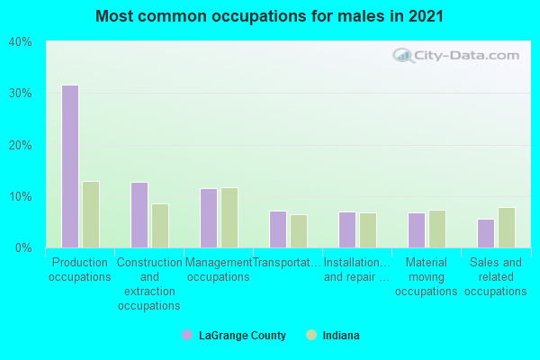 Most common occupations for males in 2022