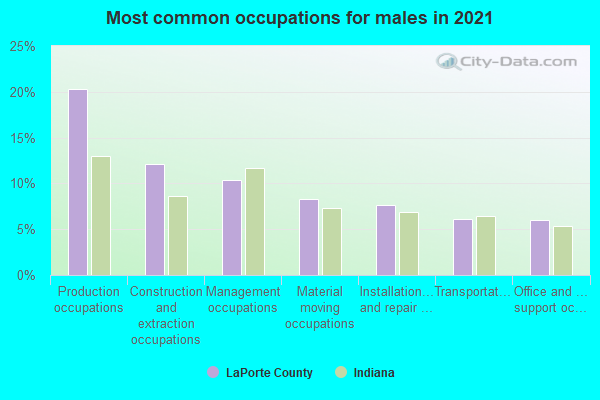 Most common occupations for males in 2022