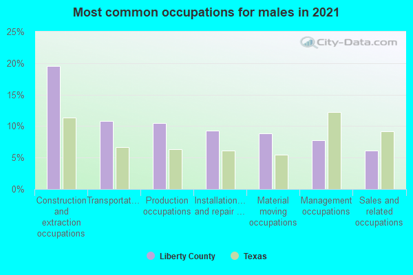 Most common occupations for males in 2022