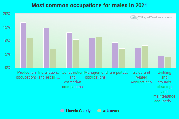 Most common occupations for males in 2022