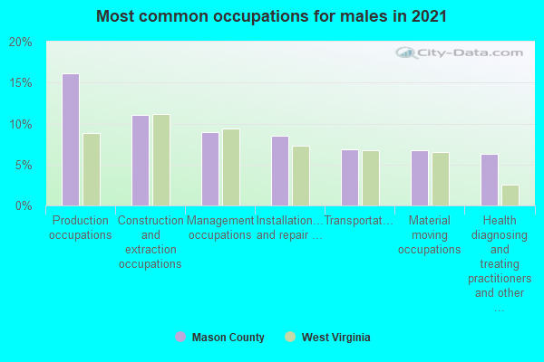 Most common occupations for males in 2022