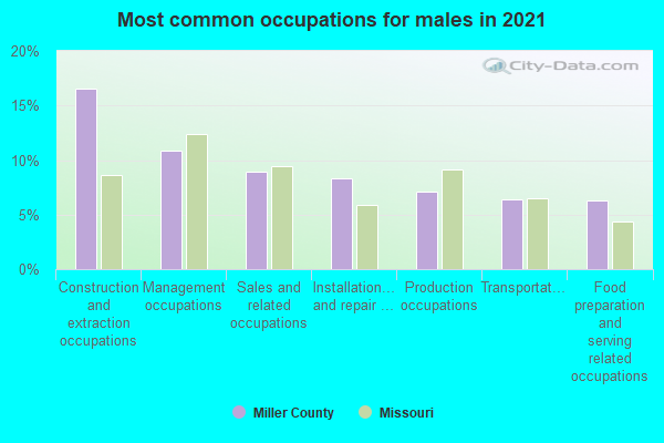 Most common occupations for males in 2022