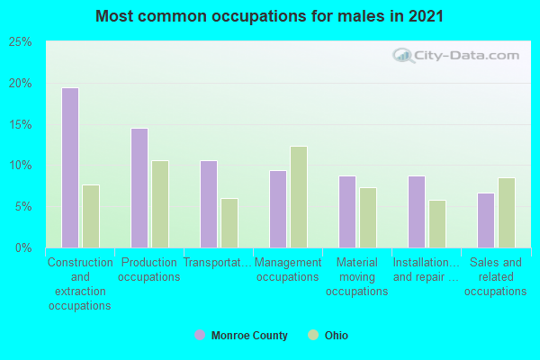 Most common occupations for males in 2022