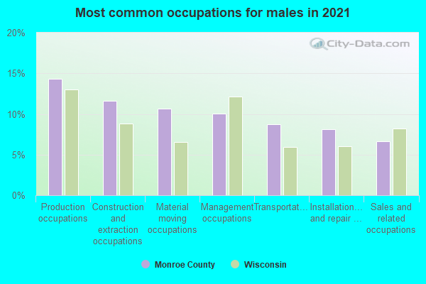 Most common occupations for males in 2022