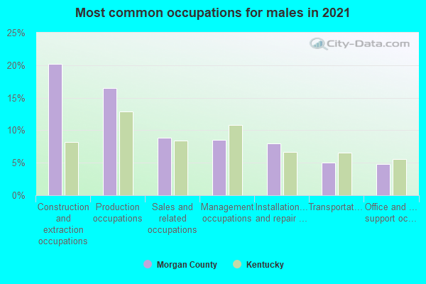 Most common occupations for males in 2022