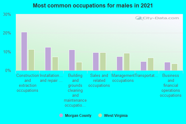 Most common occupations for males in 2022