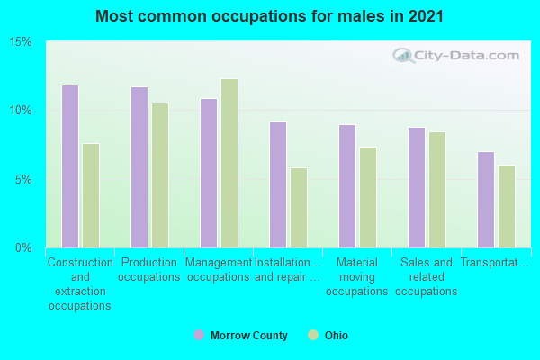 Most common occupations for males in 2022