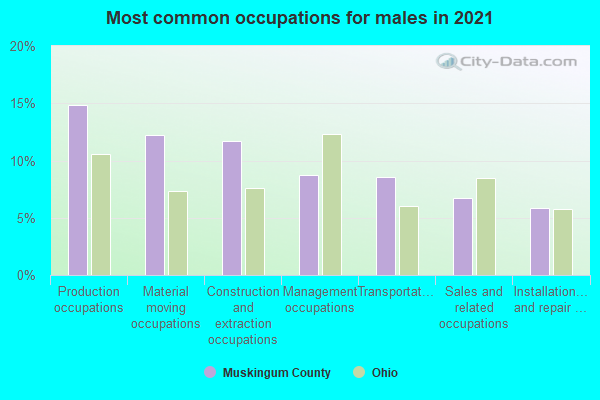 Most common occupations for males in 2022