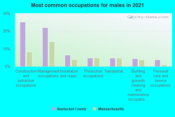 Most common occupations for males in 2022