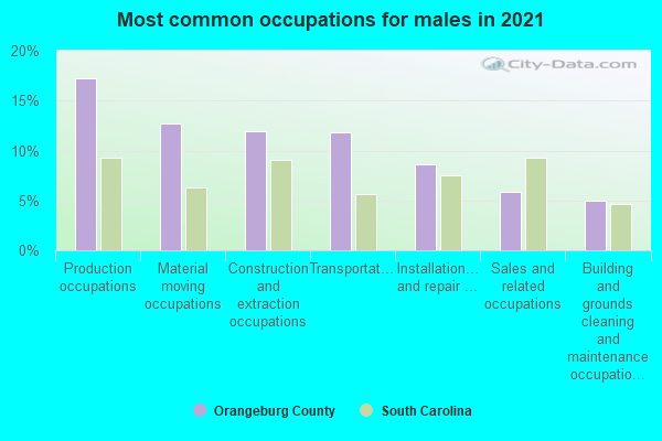 Most common occupations for males in 2022