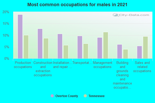 Most common occupations for males in 2022