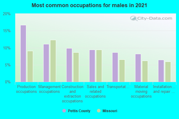 Most common occupations for males in 2022