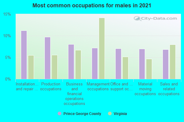 Most common occupations for males in 2022