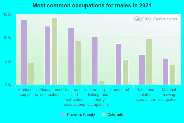 Most common occupations for males in 2019