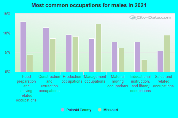 Most common occupations for males in 2022