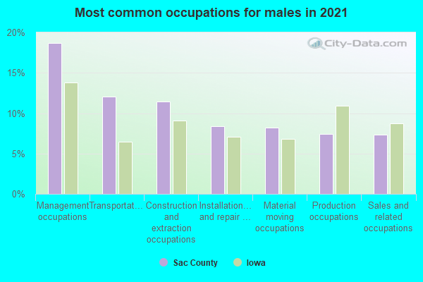 Most common occupations for males in 2022