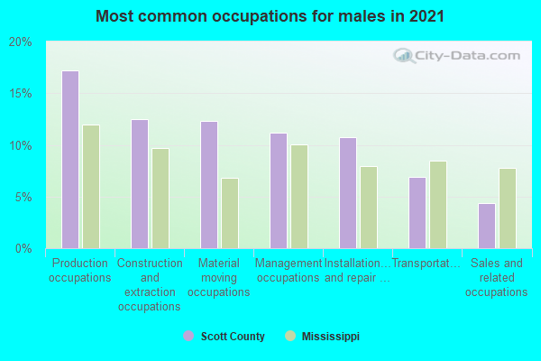 Most common occupations for males in 2022