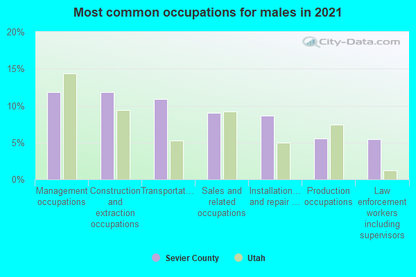 Most common occupations for males in 2022