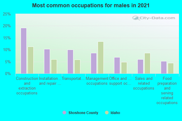 Most common occupations for males in 2022