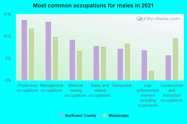 Most common occupations for males in 2022