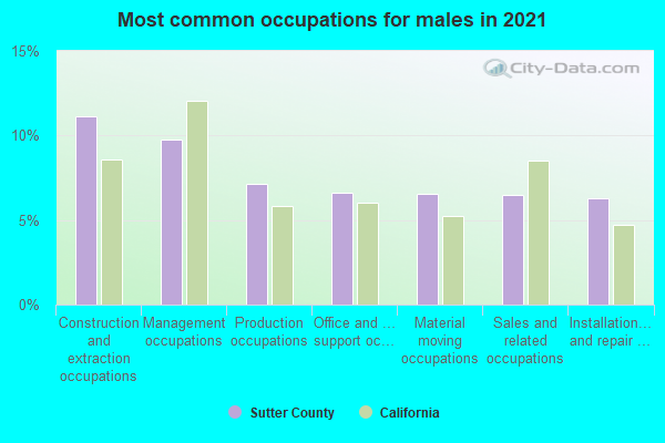 Most common occupations for males in 2022