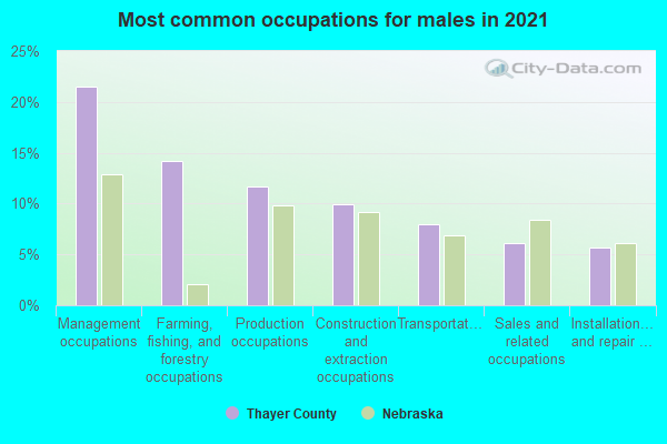 Most common occupations for males in 2022