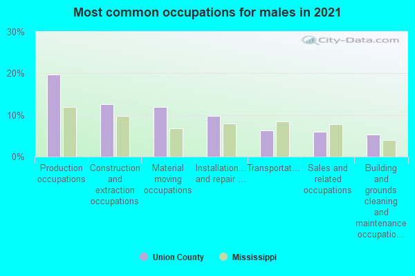 Most common occupations for males in 2022