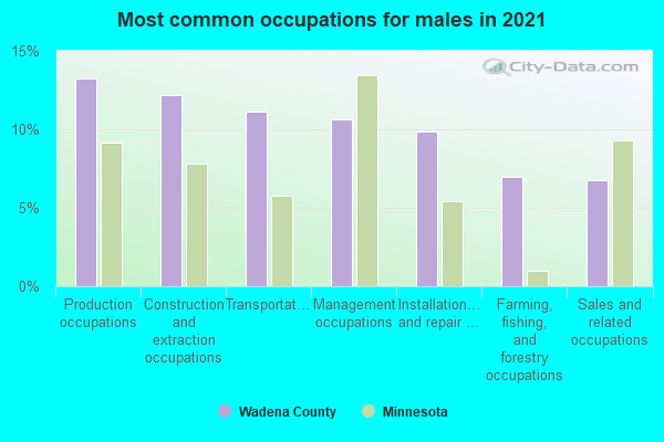 Most common occupations for males in 2022