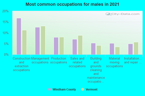 Most common occupations for males in 2022