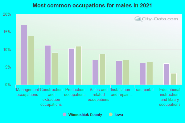 Most common occupations for males in 2022