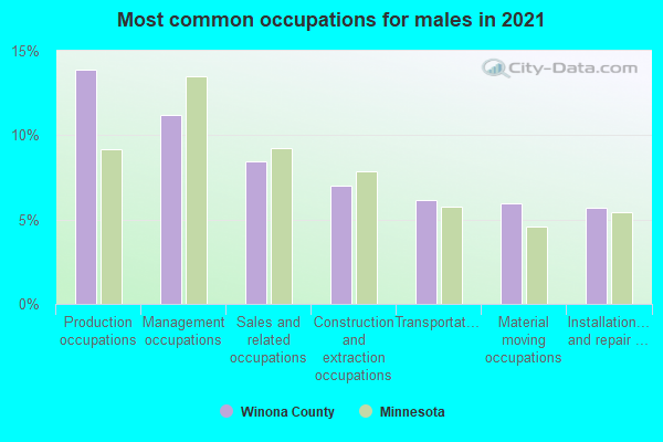 Most common occupations for males in 2022