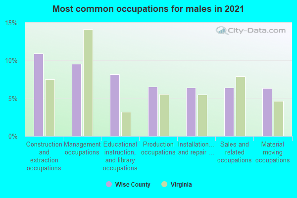 Most common occupations for males in 2022