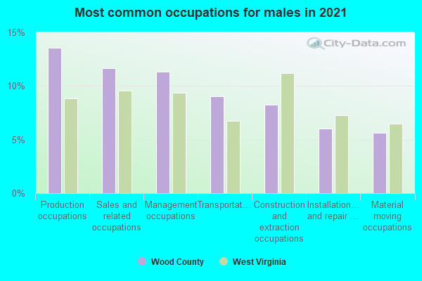 Most common occupations for males in 2022