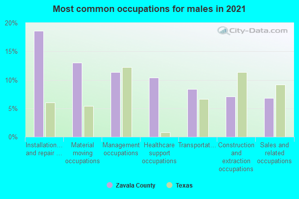 Most common occupations for males in 2022