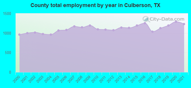 County total employment by year in Culberson, TX