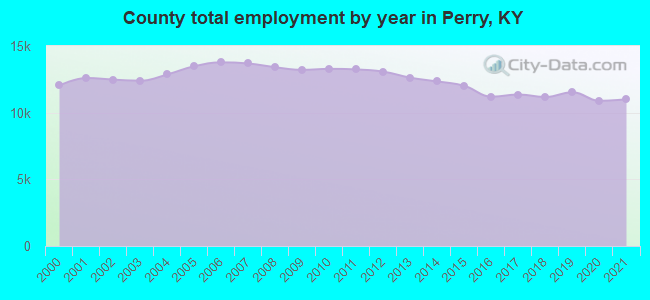 County total employment by year in Perry, KY