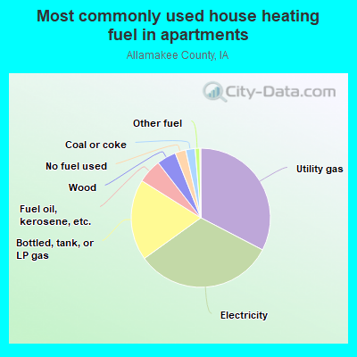 Most commonly used house heating fuel in apartments